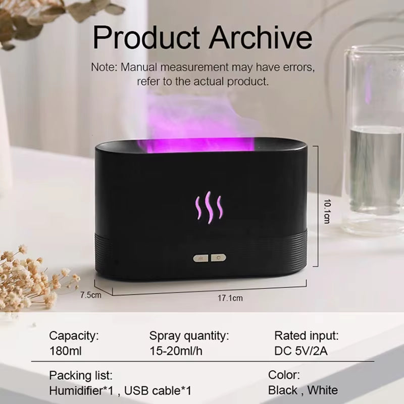 Vissko 180ML Aroma Flame Diffuser - Ultrasonic Essential Oil Humidifier & Cool Mist Maker for Home Ambiance
