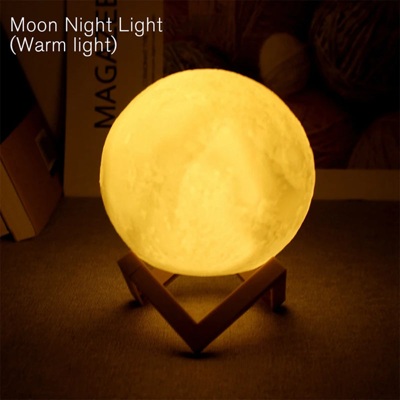Enchanting Moon Lamp LED Night Light - Battery Operated Starry Decor for Bedrooms & Perfect Kids Gift