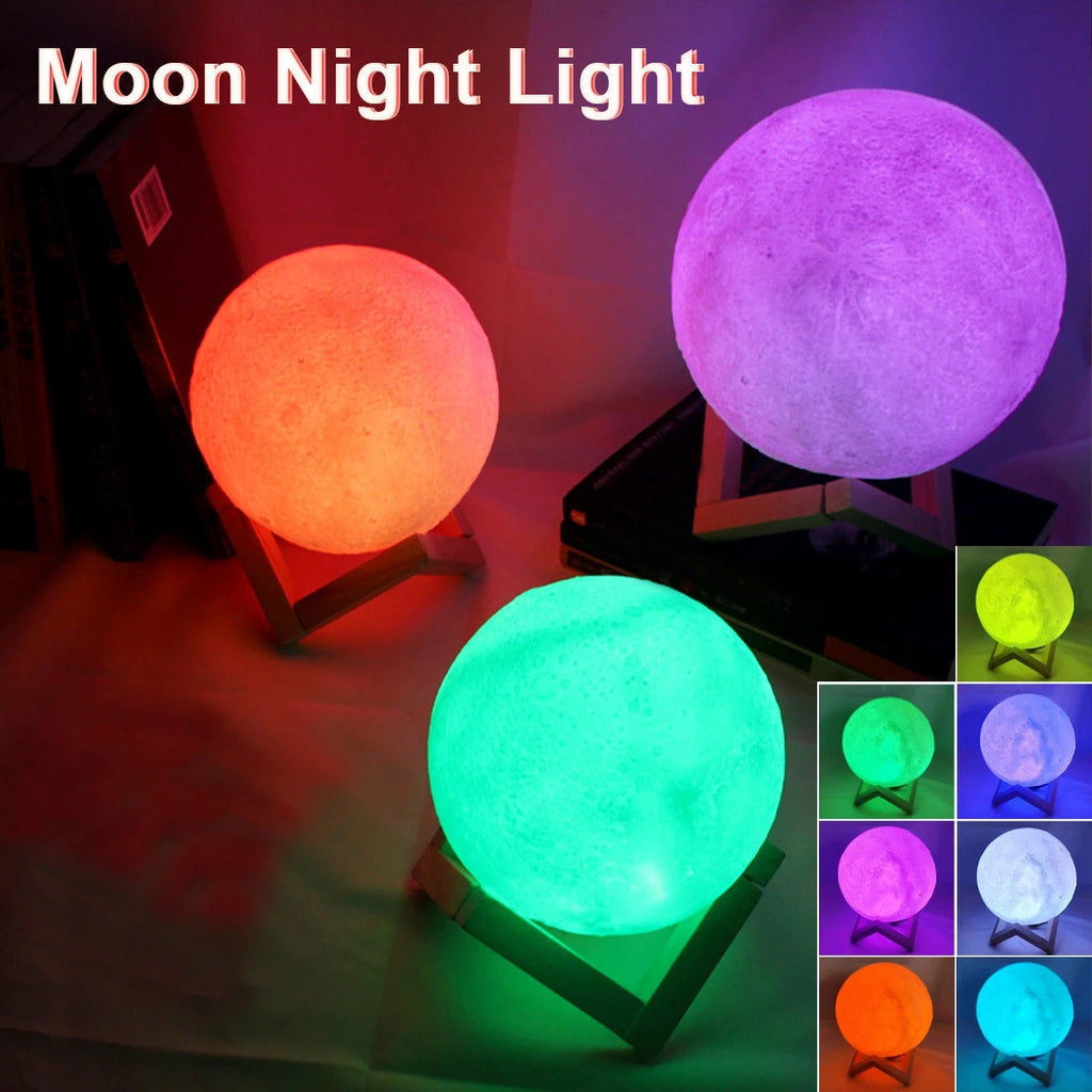 Enchanting Moon Lamp LED Night Light - Battery Operated Starry Decor for Bedrooms & Perfect Kids Gift