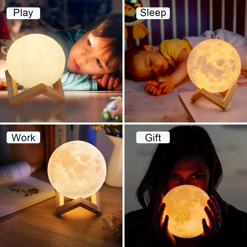 Enchanting Moon Lamp LED Night Light - Battery Operated Starry Decor for Bedrooms & Perfect Kids Gift